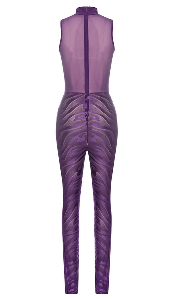 OFF SLEEVE BODYCON JUMPSUIT IN PURPLE DRESS OH CICI 