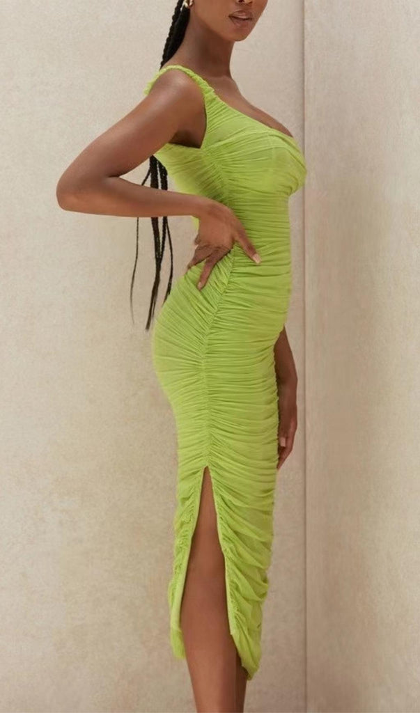 ONE SHOULDER MAXI DRESS IN GREEN-Dresses-Oh CICI SHOP