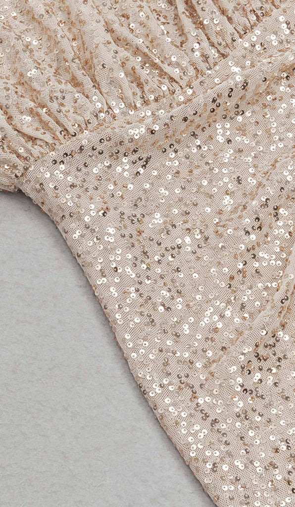 ONE SHOULDER SEQUIN MIDI DRESS IN ROSE GOLD DRESS OH CICI 