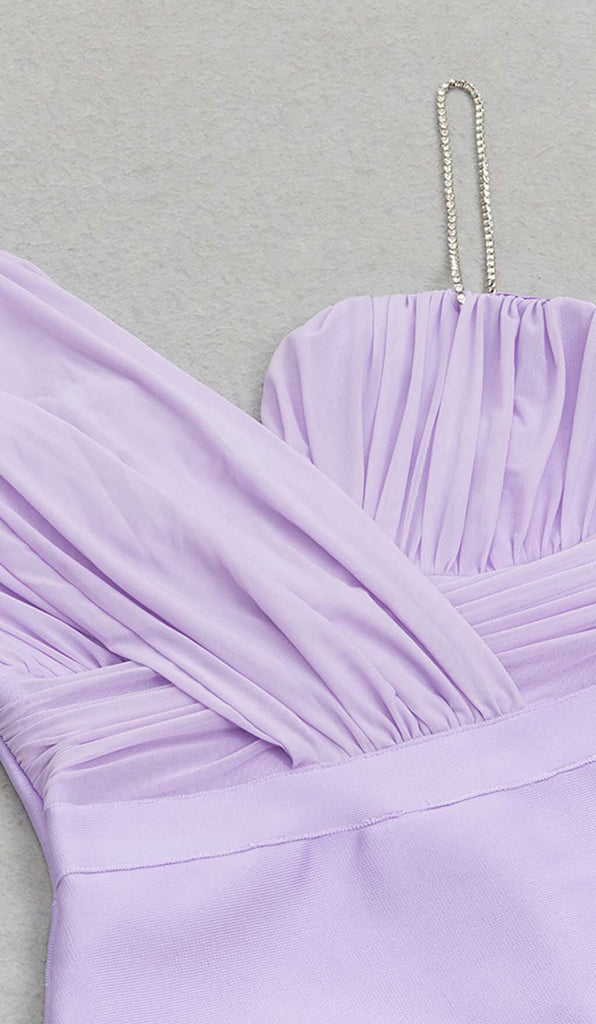 ONE SHOULDER THIGH SLIT MIDI DRESS IN LILAC DRESS OH CICI 