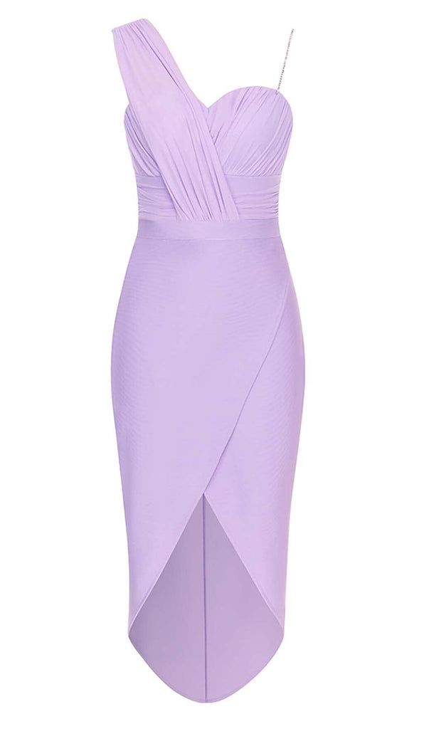 ONE SHOULDER THIGH SLIT MIDI DRESS IN LILAC DRESS OH CICI 