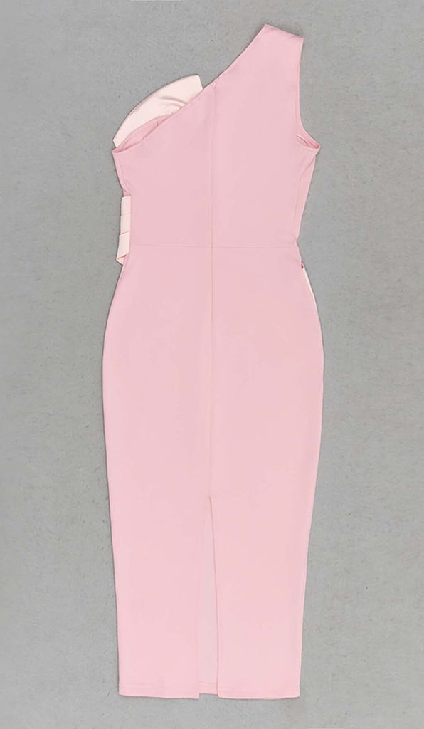 ONE SHOULDER SLIT MIDI DRESS IN PINK DRESS OH CICI 