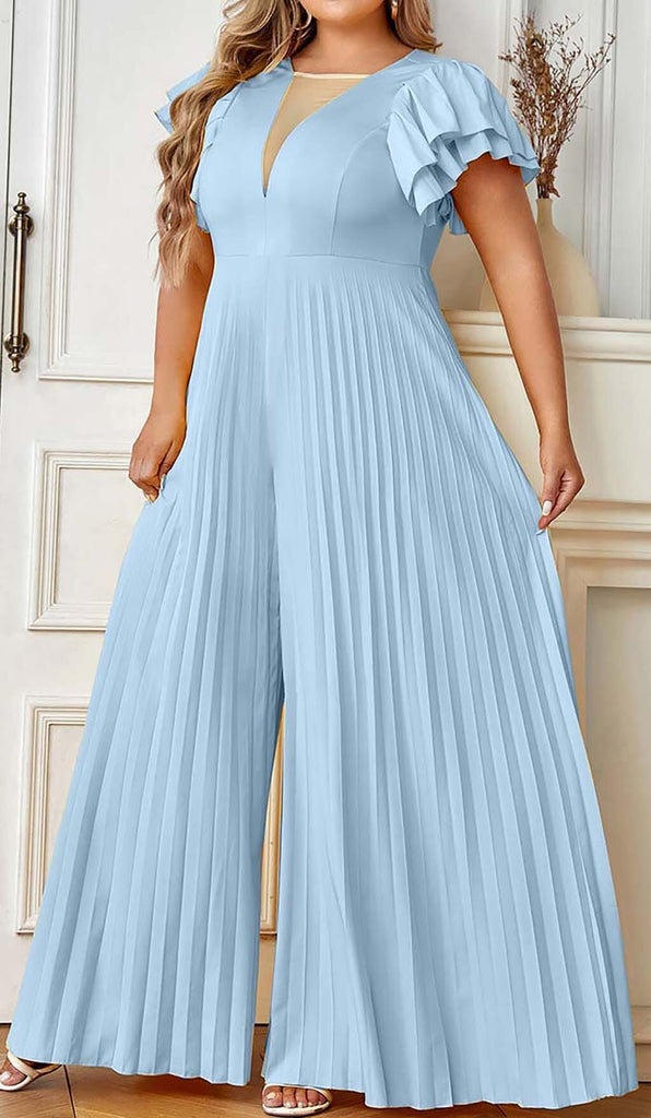 PLUNGE PLATED MAXI DRESS IN BLUE DRESS OH CICI 