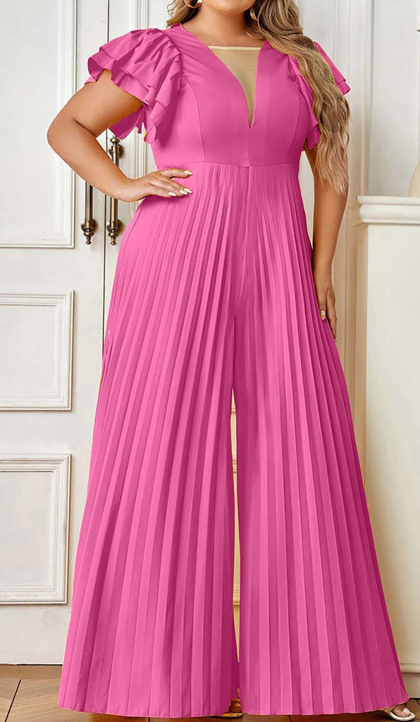 PLUNGE PLATED MAXI DRESS IN RED DRESS OH CICI 