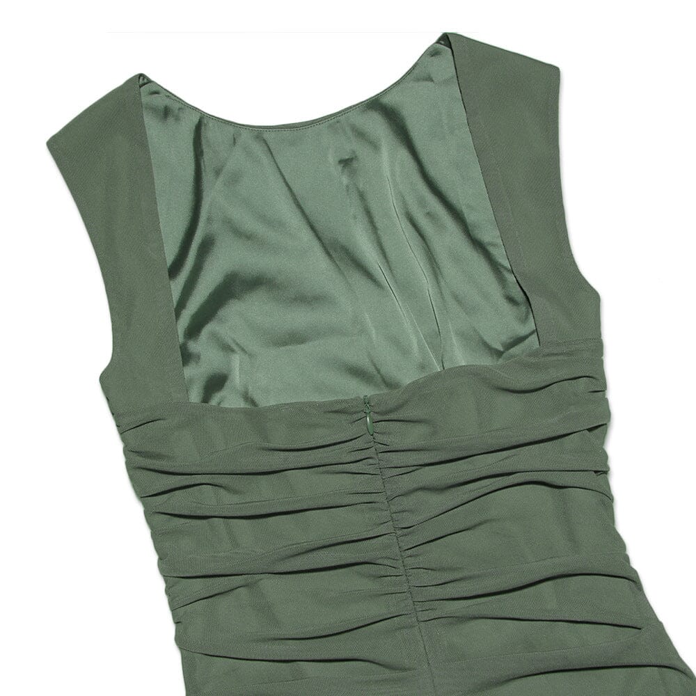 RECHED IRREGULAR COREST DRESS IN GREEN DRESS styleofcb 