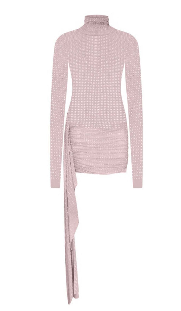 RHINESTONES MESH MINI DRESS IN NUDE DRESS OH CICI