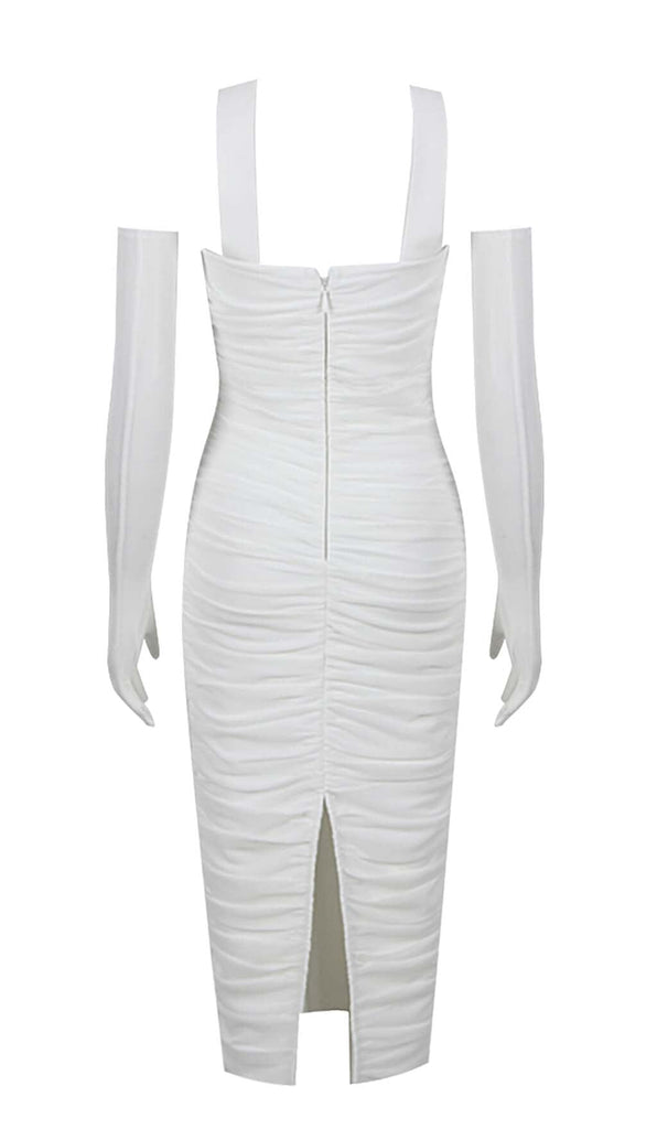 RUCHED BANDEAU MIDI DRESS IN WHITE DRESS OH CICI 