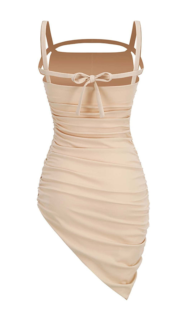 RUCHED STRAPPY MIDI DRESS IN NUDE DRESS OH CICI