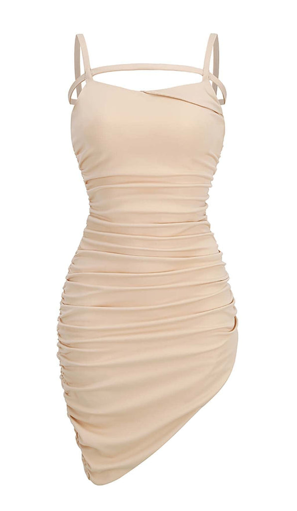 RUCHED STRAPPY MIDI DRESS IN NUDE DRESS OH CICI