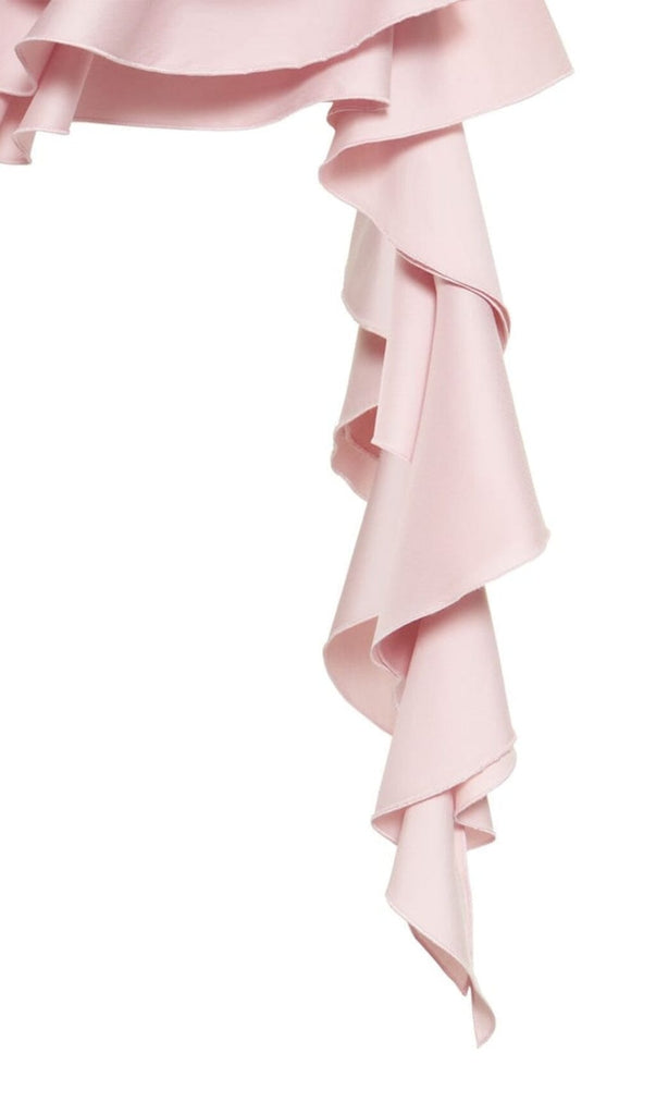 RUFFLE-DETAIL HALTER CROP TOP IN PINK DRESS oh cici 