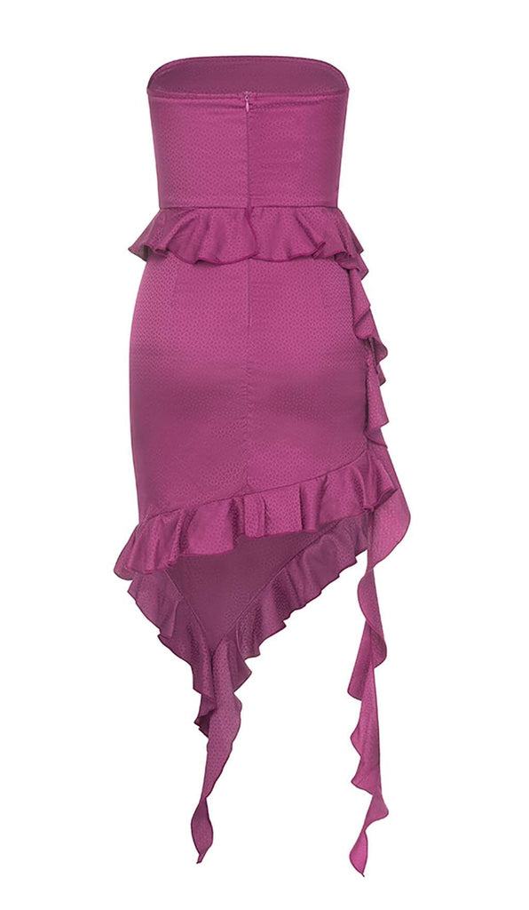 RUFFLED SATIN MINI DRESS IN GRAPE DRESS OH CICI 