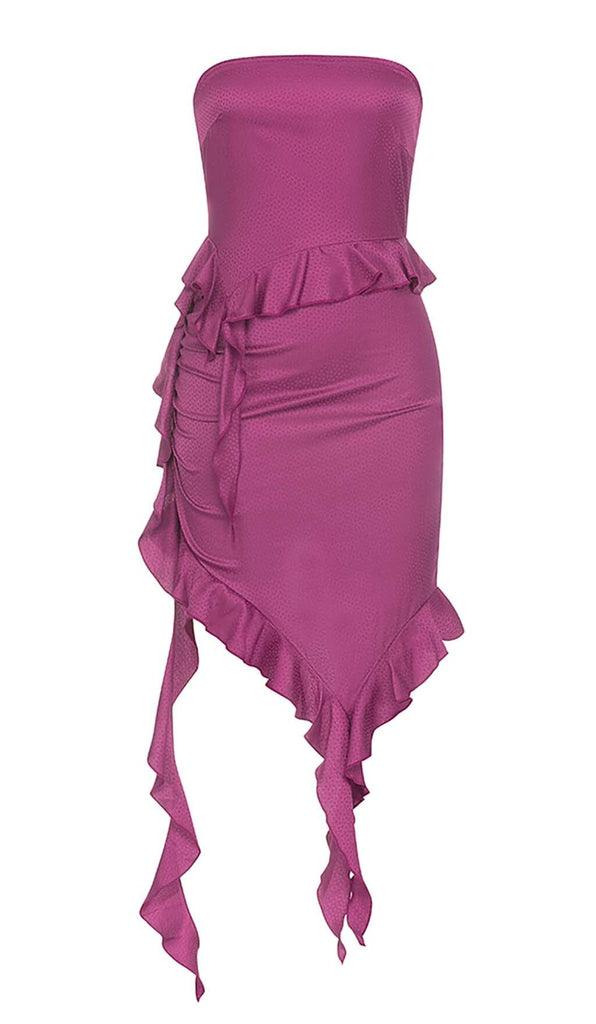 RUFFLED SATIN MINI DRESS IN GRAPE DRESS OH CICI 