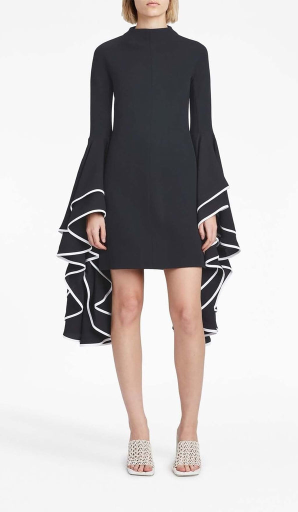 RUFFLED SLEEVE MINI DRESS IN BLACK DRESS oh cici 