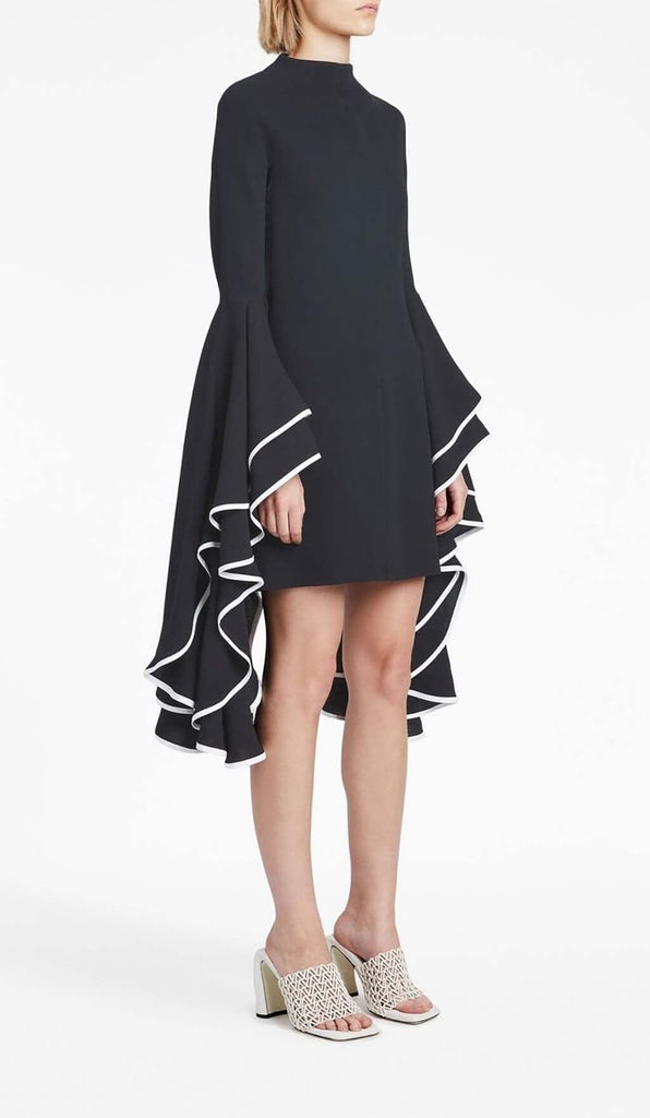 RUFFLED SLEEVE MINI DRESS IN BLACK DRESS oh cici 