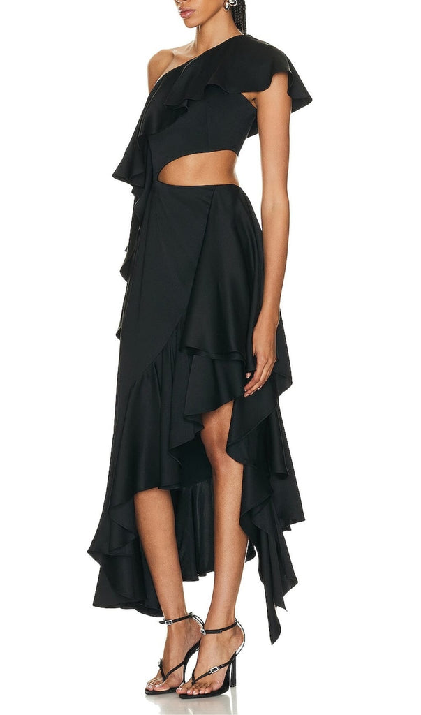 RUFFLES ASYMMETRICAL MAXI DRESS DRESS OH CICI