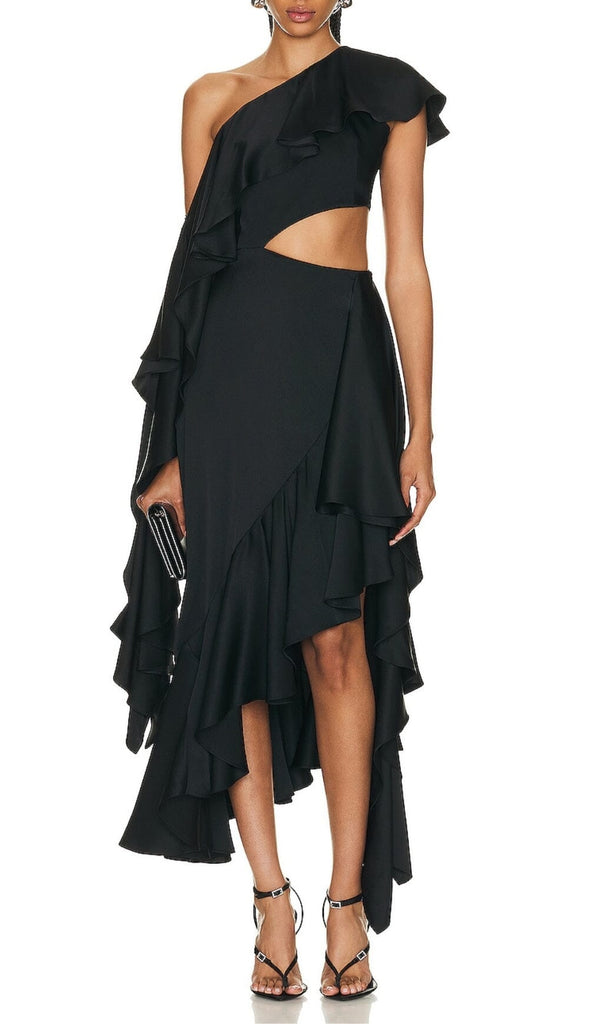 RUFFLES ASYMMETRICAL MAXI DRESS DRESS OH CICI