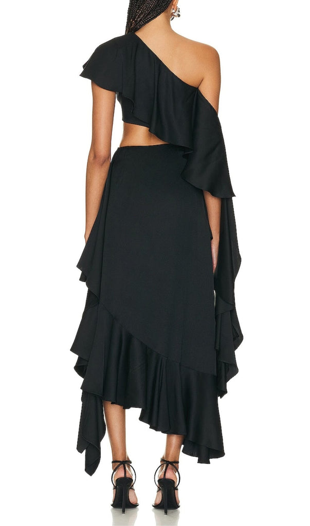 RUFFLES ASYMMETRICAL MAXI DRESS DRESS OH CICI