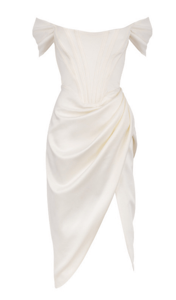 SATIN CORSET MIDI DRESS IN WHITE-Dresses-Oh CICI SHOP