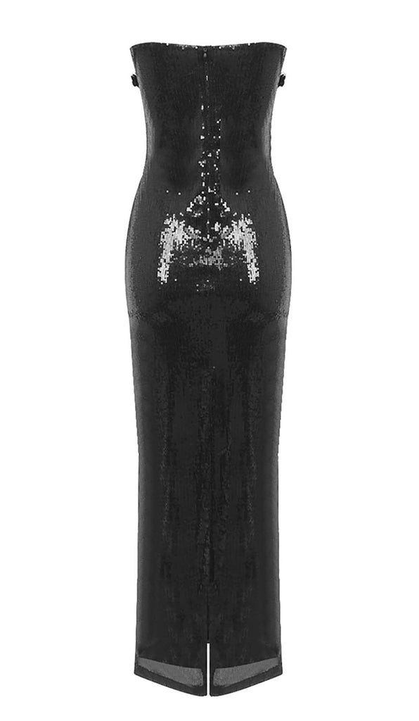 SEQUIN APPLIQUÉD MAXI DRESS IN BLACK DRESS STYLE OF CB 