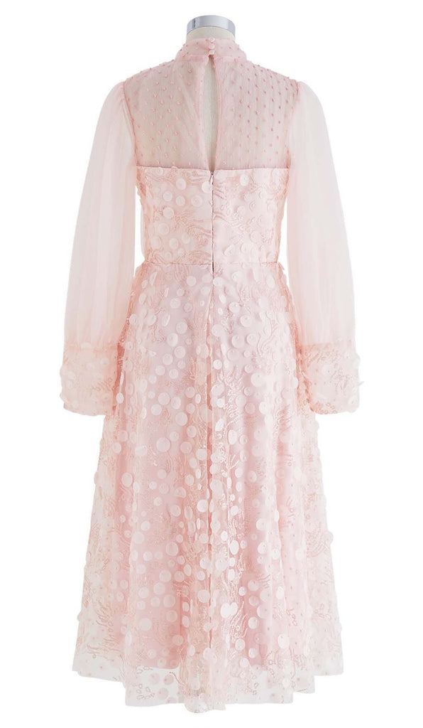 SEQUIN MESH TULLE MIDI DRESS IN PINK DRESS STYLE OF CB 