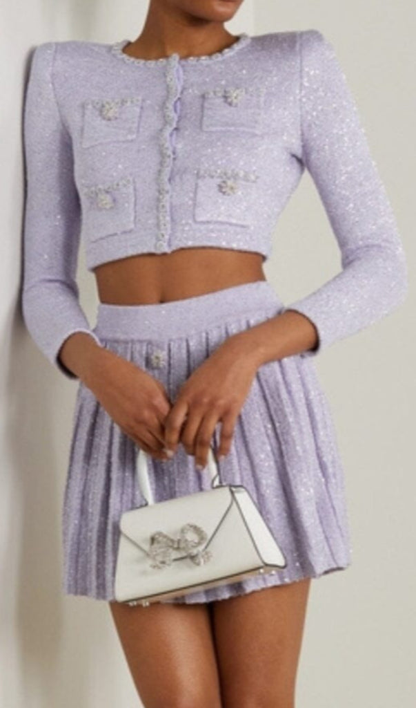 SEQUIN PLEATED TWO PIECE SET IN LILAC DRESS OH CICI 