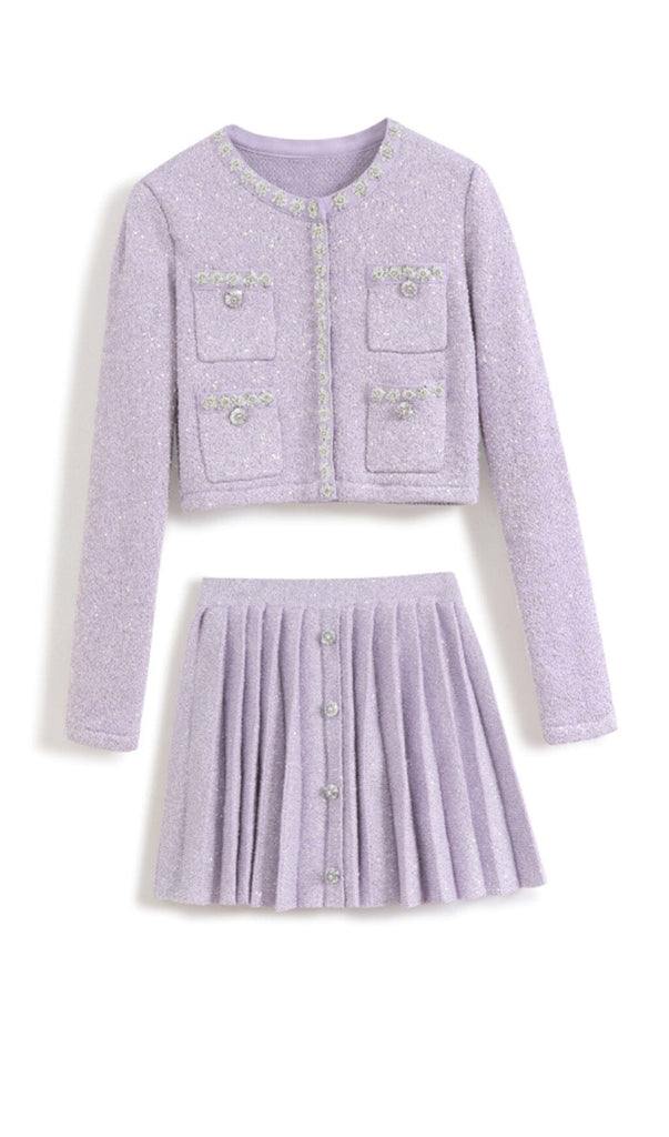 SEQUIN PLEATED TWO PIECE SET IN LILAC DRESS OH CICI 