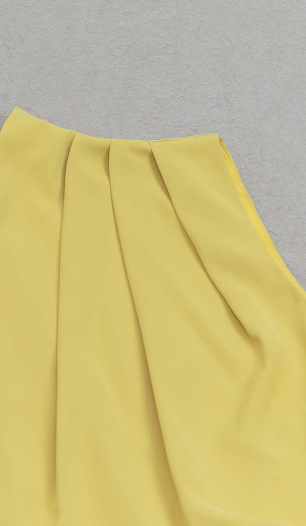 SOLID ASYMMETRICAL HIGH LOW DRESS IN YELLOW DRESS OH CICI 