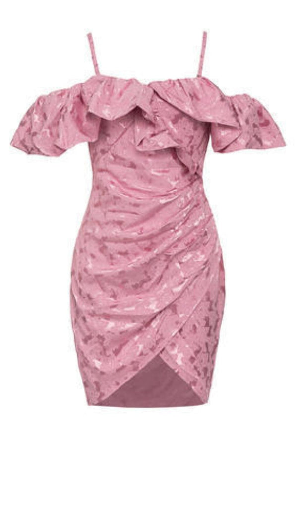 STRAP RUFFLE RUCHED MINI DRESS IN PINK DRESS ohcici 
