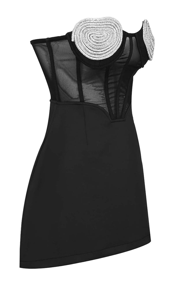 STRAPLESS HEART BUSTIER MINI DRESS IN BLACK DRESS OH CICI 