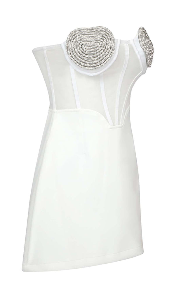 STRAPLESS HEART BUSTIER MINI DRESS IN WHITE DRESS OH CICI 