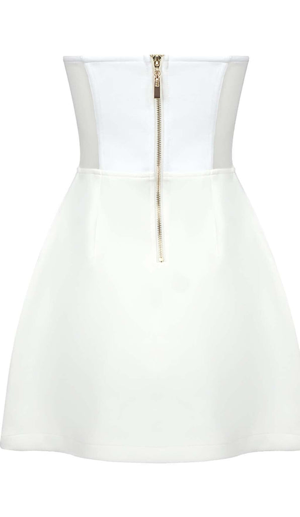 STRAPLESS HEART BUSTIER MINI DRESS IN WHITE DRESS OH CICI 