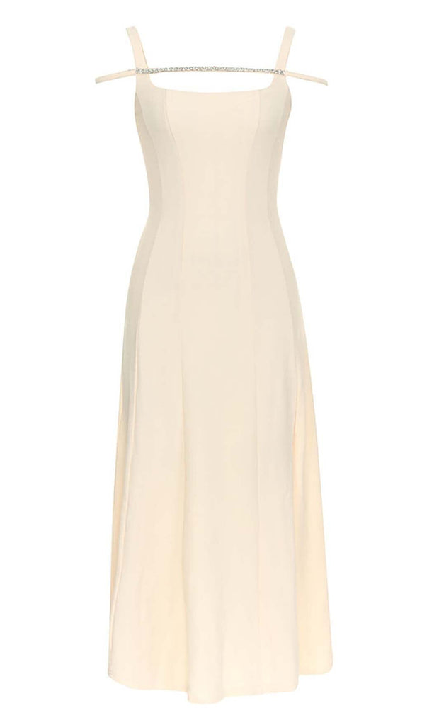 STRUCTURED CORSET FLOUNCED MIDI DRESS IN IVORY DRESS OH CICI