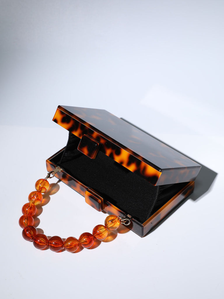 ACRYLIC BEADED CLUTCH IN AMBER-Bags-Oh CICI SHOP