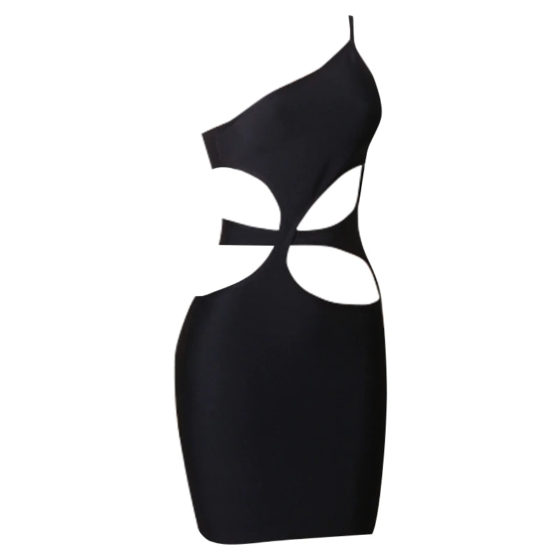 BLACK CUTOUT MINI BANDAGE DRESS-Dresses-Oh CICI SHOP