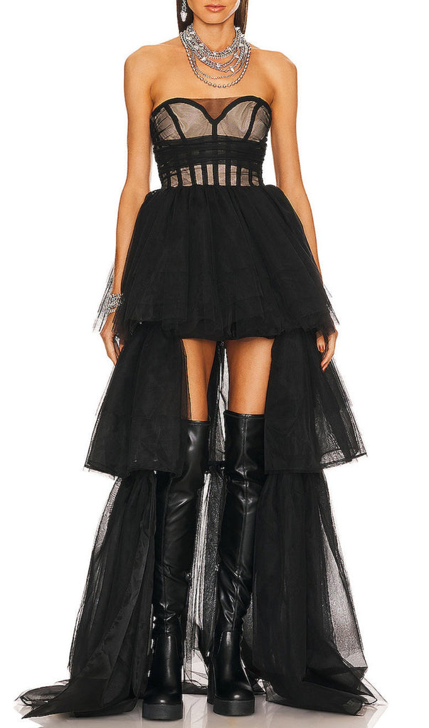 STRAPLESS CORSET TOP TULLE DRESS PAULA GOWN-Dresses-Oh CICI SHOP