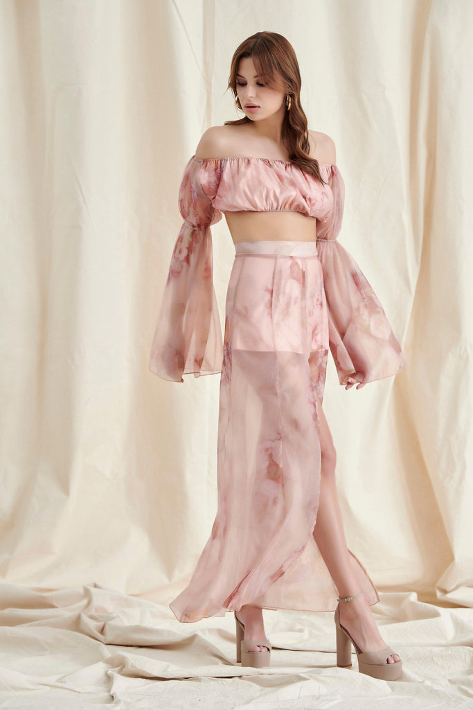FLORAL STRAPLESS MAXI DRESS SET-Dresses-Oh CICI SHOP