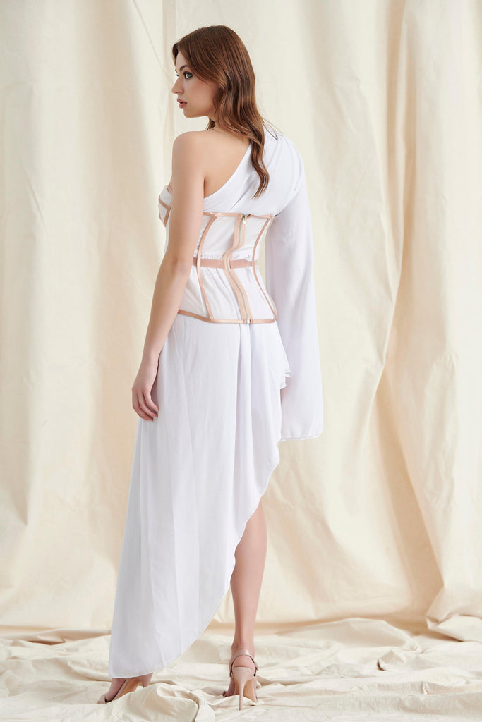 WHITE CORSET MAXI DRESS-Dresses-Oh CICI SHOP