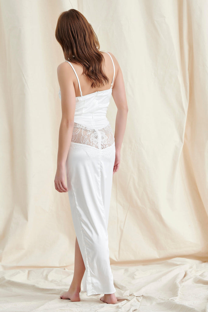 WHITE HALTER LACE MAXI DRESS-Dresses-Oh CICI SHOP