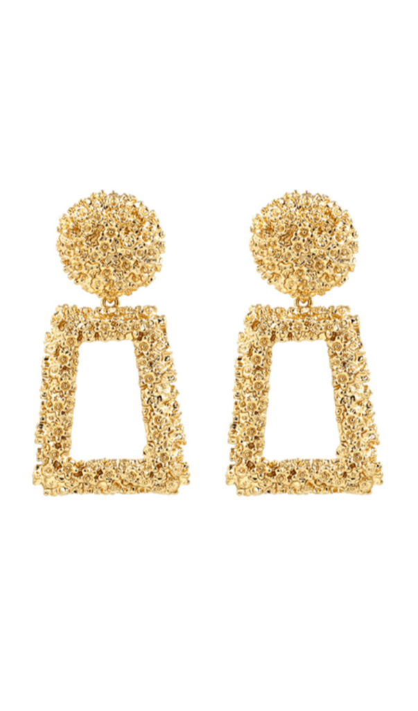 TEXTURED DOOR KNOCKER PLATED EARRINGS-Jewelry-Oh CICI SHOP