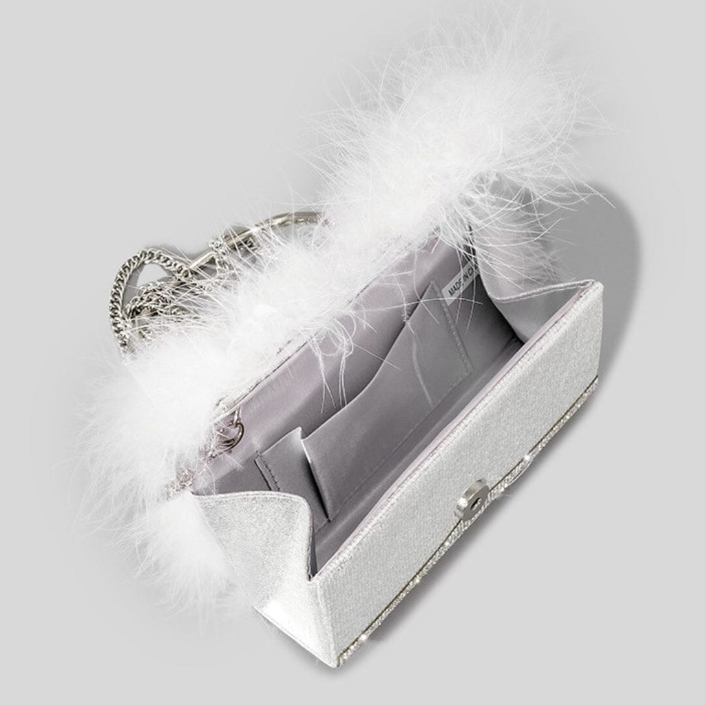 KERIN FEATHER POUCH - WHITE-Bags-Oh CICI SHOP