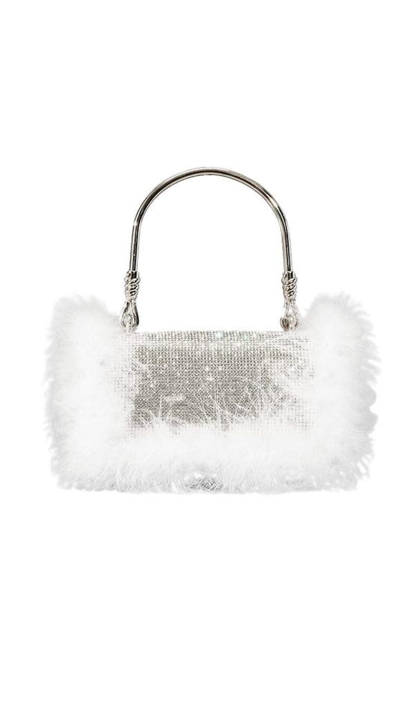 KERIN FEATHER POUCH - WHITE-Bags-Oh CICI SHOP