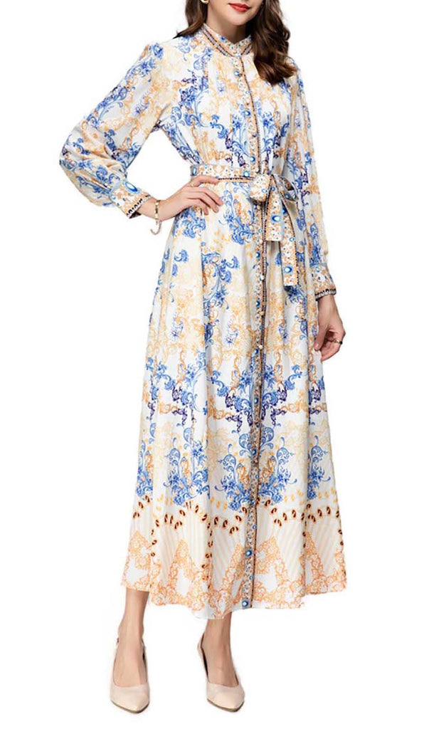 VINTAGE FLORAL FULL PRINTING MAXI DRESS DRESS OH CICI 