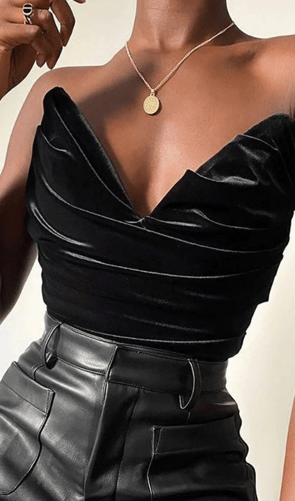VELVET CORSET WITH STEEL FORKS-Shirts & Tops-Oh CICI SHOP