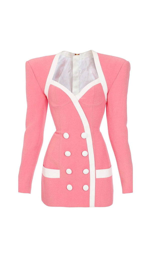 DOUBLE-BREASTED BLAZER DRESS IN PINK DRESS OH CICI