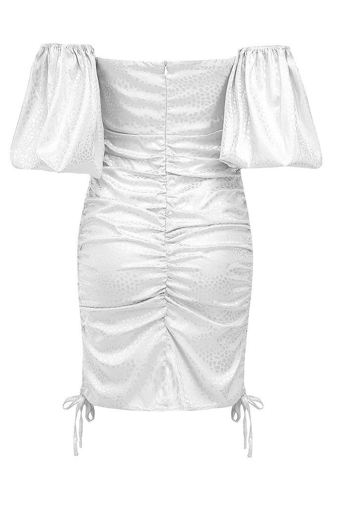 White Off-Shoulder Key Hole Dress-Dresses-Oh CICI SHOP