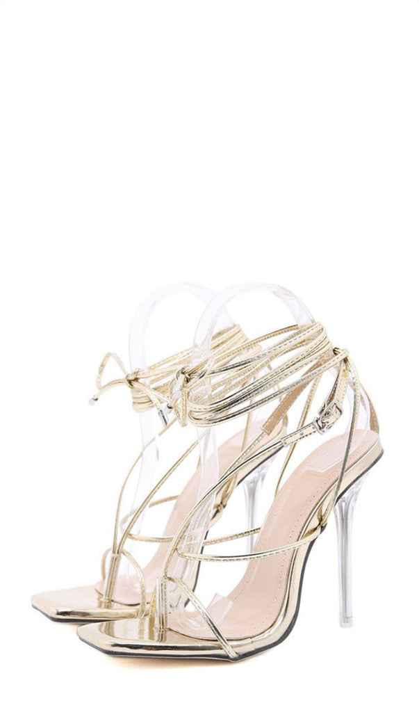 CRYSTAL CROSS STRAPS HIGH HEEL SHOES-Shoes-Oh CICI SHOP