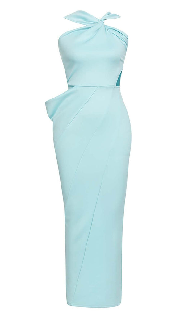 CRISS CROSS NECKLINE SATIN MIDI DRESS IN MINT DRESS OH CICI