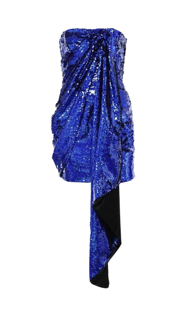 SEQUIN STRAPLESS MINI DRESS IN COBALT BLUE-Dresses-Oh CICI SHOP