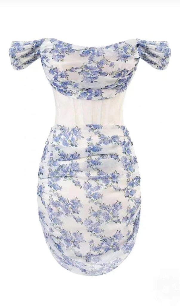 FLORAL -PRINT CORSET MINI DRESS IN LILAC FLOWERS DRESS OH CICI 