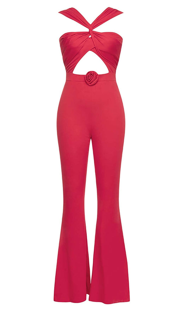 HALTER SLEEVELESS JUMPSUIT IN RED DRESS OH CICI